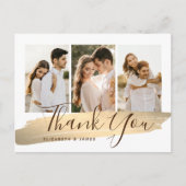 Elegant Gold Foto Wedding Vielen Dank Postkarte (Vorderseite)
