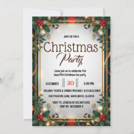 Elegant Gold Frame Christmas Party Invitation Einladung