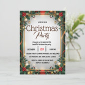 Elegant Gold Frame Christmas Party Invitation Einladung (Stehend Vorderseite)