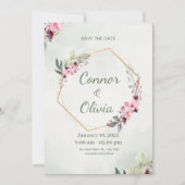 Elegant Gold Frame Floral Save The Date Card (Vorderseite)