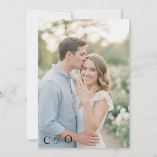 Elegant Gold Frame Floral Save The Date Card (Rückseite)