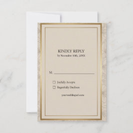 Elegant Gold Frame Minimalist Wedding  RSVP Karte