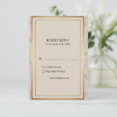 Elegant Gold Frame Minimalist Wedding RSVP Karte (Stehend Vorderseite)