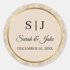 Elegant Gold Frame Personalized Wedding Monogram Runder Aufkleber