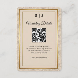Elegant Gold Frame QR Code Wedding Details Begleitkarte