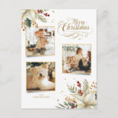 Elegant Gold Frohe Weihnachten Botanisches 3-Foto (Vorderseite)