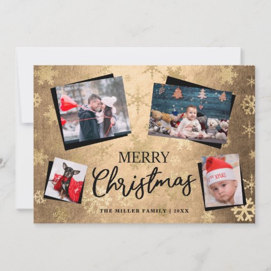 Elegant Gold Frohe Weihnachten Custom Foto Collage (Vorderseite)