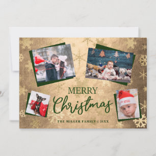 Elegant Gold Frohe Weihnachten Custom Foto Collage