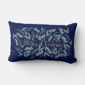 Elegant Gold Frohe Weihnachten Eukalyptus Navy Blu Lendenkissen (Rückseite)