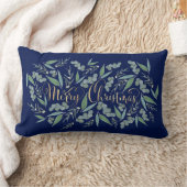 Elegant Gold Frohe Weihnachten Eukalyptus Navy Blu Lendenkissen (Decke)