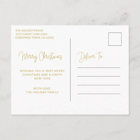 Elegant Gold Frohe Weihnachten Foto (Rückseite)