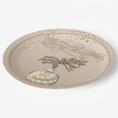 Elegant Gold Frohe Weihnachten Pappteller (Schrägansicht)