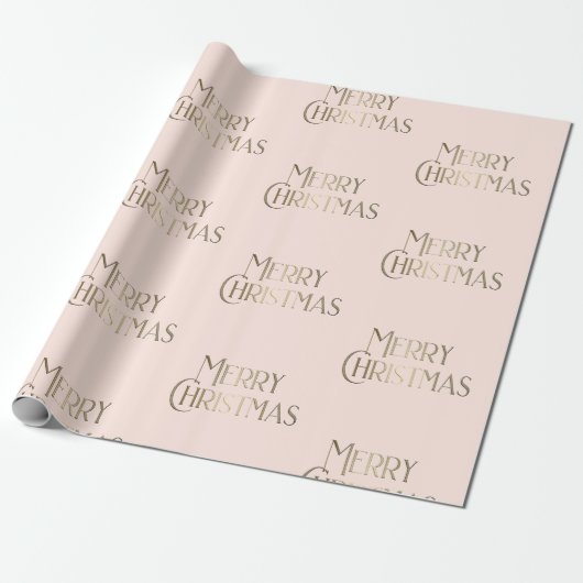 Elegant Gold Frohe Weihnachten Rosa Urlaub Geschenkpapier (Ungerollt)