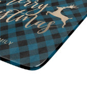 Elegant Gold Frohe Weihnachten Schwarz & Blau Kari Schneidebrett (Ecke)