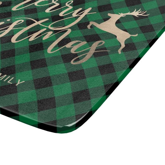 Elegant Gold Frohe Weihnachten Schwarz & Grün Kari Schneidebrett (Ecke)