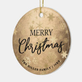 Elegant Gold Frohe Weihnachten Snowflake Muster Keramik Ornament (Links)