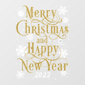 Elegant Gold Frohe Weihnachten und glückliches Neu Fensteraufkleber (Blatt)