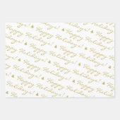 Elegant Gold Frohe Weihnachts-Happy Holidays Text Geschenkpapier Set (Vorderseite 3)