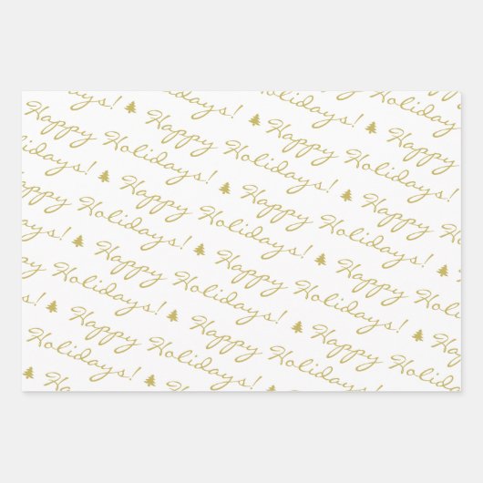 Elegant Gold Frohe Weihnachts-Happy Holidays Text Geschenkpapier Set (Vorderseite 3)