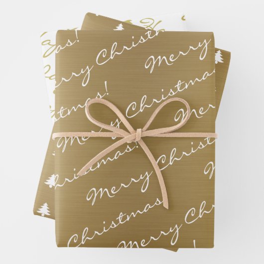 Elegant Gold Frohe Weihnachts-Happy Holidays Text Geschenkpapier Set (Beispiel)