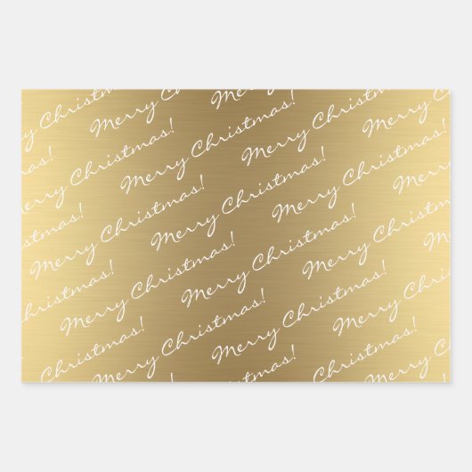 Elegant Gold Frohe Weihnachts-Happy Holidays Text Geschenkpapier Set (Vorderseite)