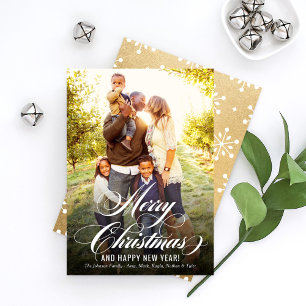 Elegant Gold Frohe Weihnachts-Script-Foto Feiertagskarte
