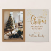 Elegant Gold Frohe Weihnachtsbaum Custom Foto Foi Folienkarte (Innenseite)