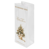 Elegant Gold Frohe Weihnachtsbaum Individuelle Nam Geschenktüte Für Weinflaschen (Rückseite Schrägansicht)