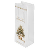 Elegant Gold Frohe Weihnachtsbaum Individuelle Nam Geschenktüte Für Weinflaschen (Vorderseite Schrägansicht)
