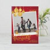 Elegant Gold Frohe Weihnachtskarte Einladung (Stehend Vorderseite)