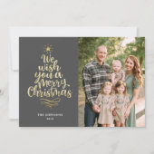 Elegant Gold Frohe Weihnachtsskriptkalligraphie Feiertagskarte (Vorderseite)