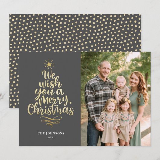 Elegant Gold Frohe Weihnachtsskriptkalligraphie Feiertagskarte (Vorne/Hinten)