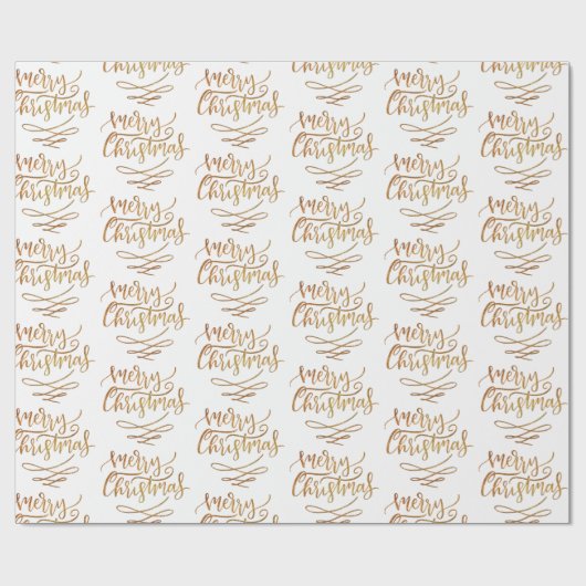 Elegant Gold Frohe Weihnachtsskriptkalligraphie Geschenkpapier (Flach)