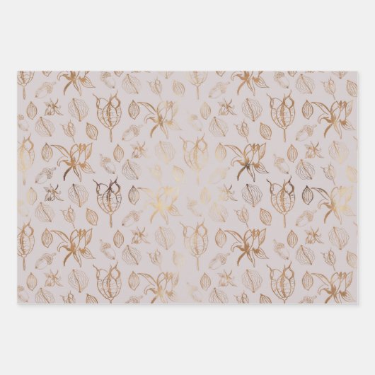 Elegant Gold Früchte Weihnachten Geschenkpapier Set (Vorderseite 3)