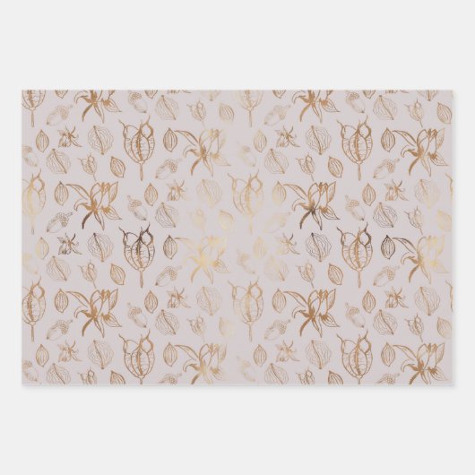 Elegant Gold Früchte Weihnachten Geschenkpapier Set (Vorderseite)