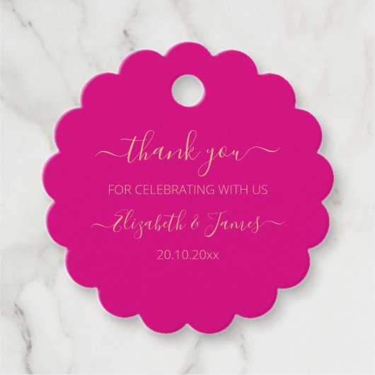 Elegant Gold Fuchsia Vielen Dank Gastgeschenk Hoch Geschenkanhänger (Vorderseite)