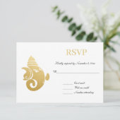 Elegant Gold Ganapati | Indian Wedding RSVP Einladung (Stehend Vorderseite)
