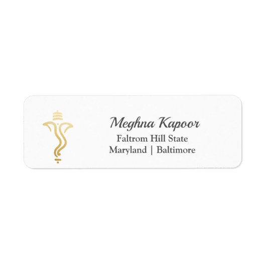 Elegant Gold Ganesh/Indian God Address Labels (Vorne)