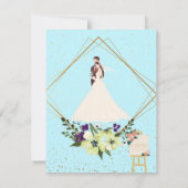 Elegant Gold Geometric Dusty Blue RSVP Card (Rückseite)