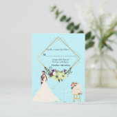 Elegant Gold Geometric Dusty Blue RSVP Card Karte (Stehend Vorderseite)