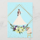 Elegant Gold Geometric Dusty Blue Wedding Program Programm (Rückseite)