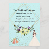 Elegant Gold Geometric Dusty Blue Wedding Program  Programm (Vorderseite)