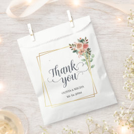 Elegant Gold Geometric Floral Danke Hochzeit Geschenktütchen