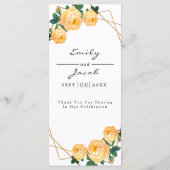 Elegant Gold Geometric Orange Floral Boho Hochzeit Menükarte (Rückseite)