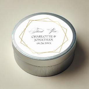 Elegant Gold Geometric Vielen Dank Gastgeschenk Ho Runder Aufkleber