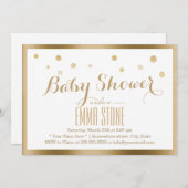 Elegant Gold Gerahmt Confetti Dots Baby Shower Einladung (Vorne/Hinten)