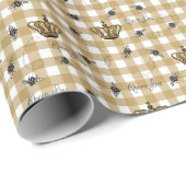 Elegant Gold Gingham Royal Queen Bee Pattern Geschenkpapier (Rolleneckpunkt)