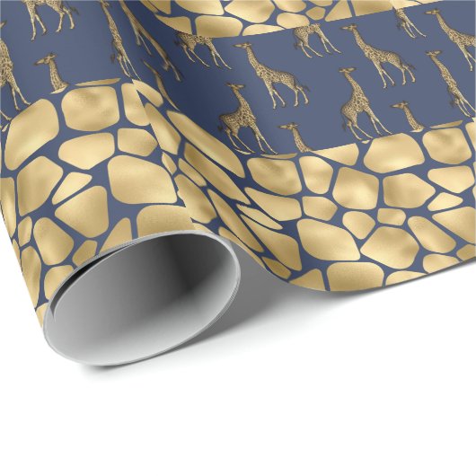 Elegant Gold Giraffe Animal Print Stilvoll Hübsch Geschenkpapier (Rolleneckpunkt)