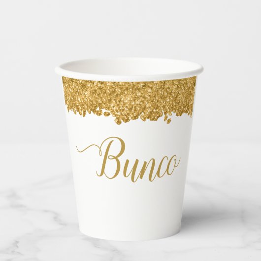 Elegant Gold Girly Bunco Pappbecher (Vorderseite)