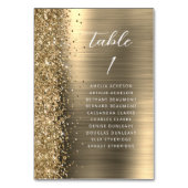 Elegant Gold Glam Glitter Metallic Script Wedding Tischnummer (Rückseite)